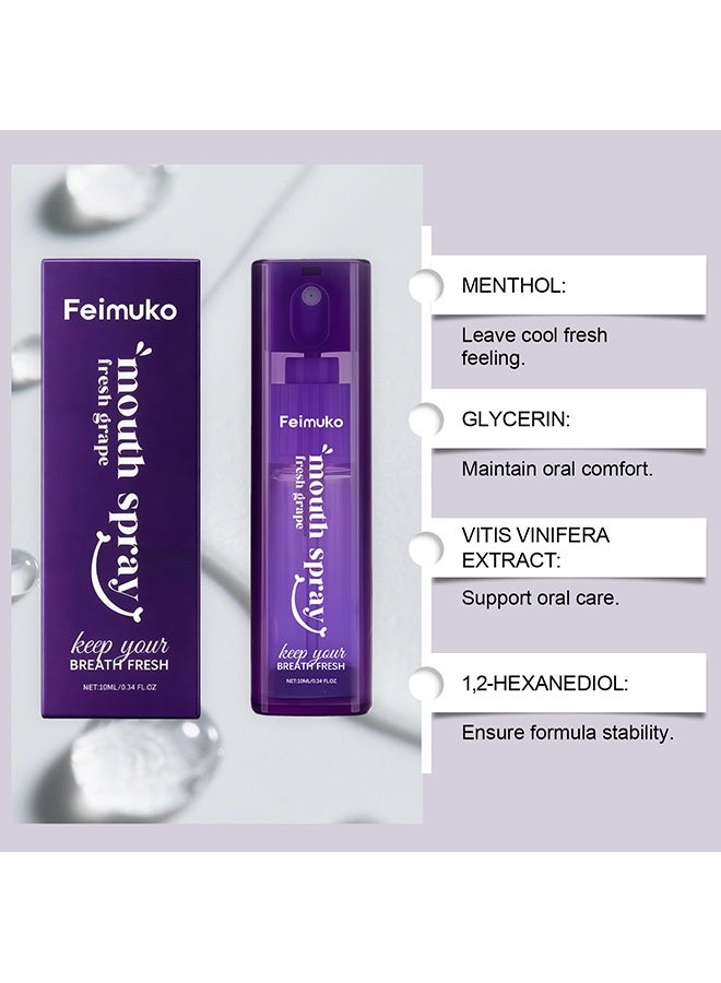 Feimuko Grape Refresh Oral Spray - Gentle formula for caring for teeth and oral hygiene. Clean and refreshing. Portable size - 10ml - Image 5